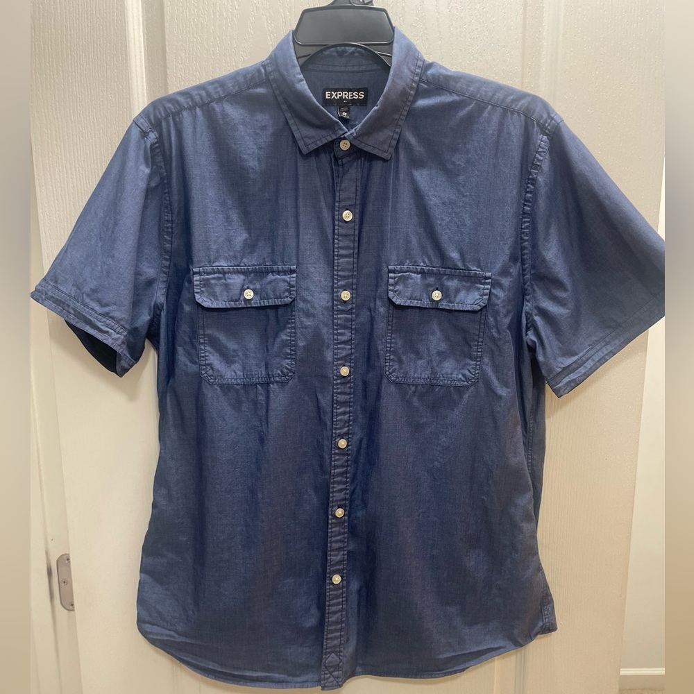 Express Men's Casual Navy Button Down Shirt